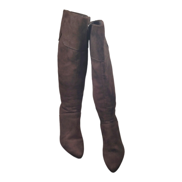 PESA'RO "CELERY" Brown Faux Suede Heels, Zip Closure Boots - Picture 3 of 12